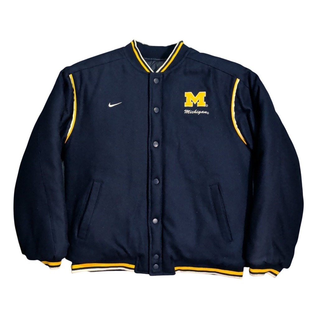 Vintage Nike Michigan Jacket Youth Boys Size L Reversible Bomber Quilted